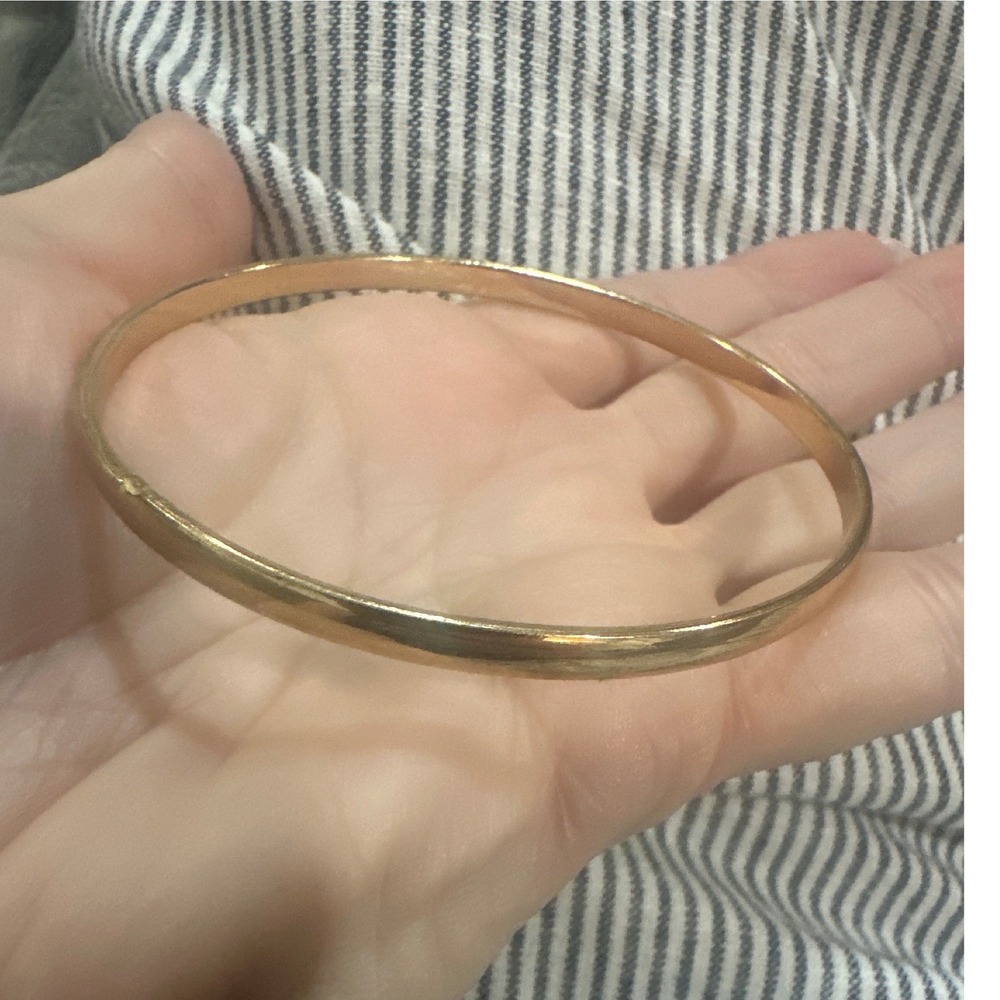 Vintage Gold Tone Polished Minimalist Domed Bangle Bracelet Women Accessory